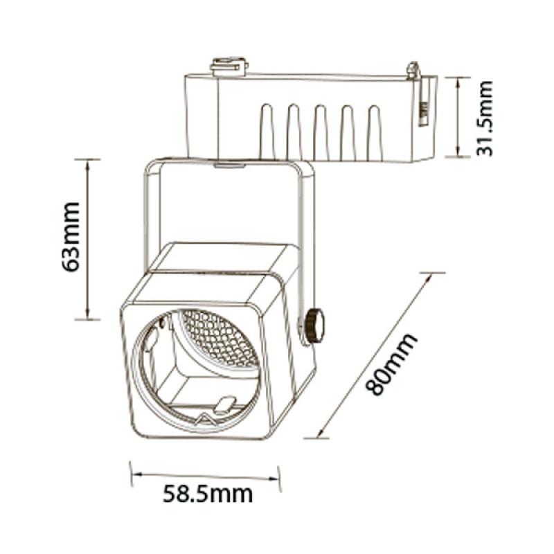 Трековый светильник чёрный RABAT под лампу GU10 MR16 - Зображення 2