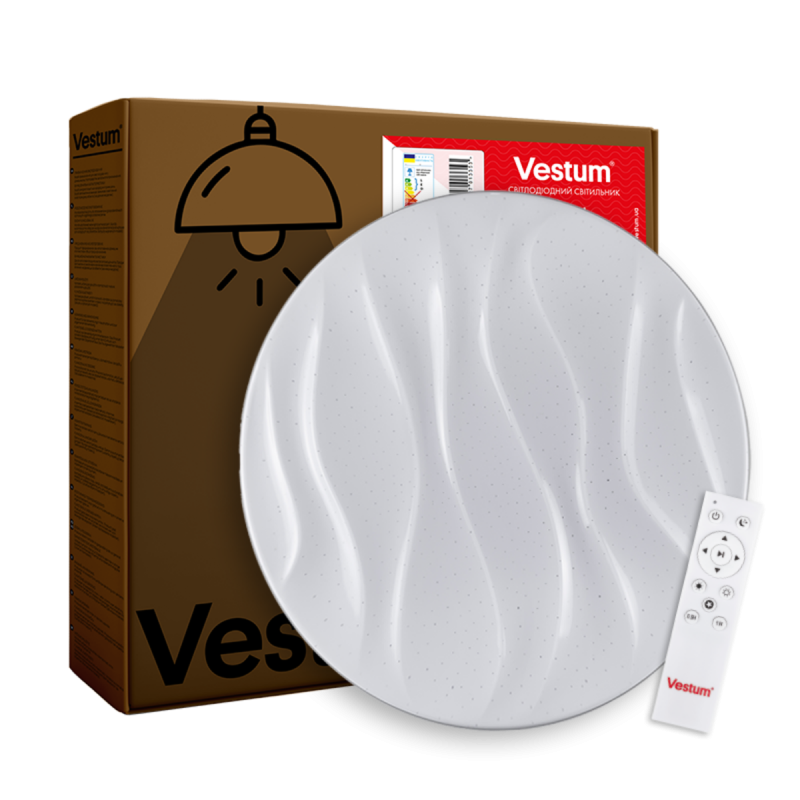 Смарт LED люстра Vestum Dune 60Вт 395x65мм 3000K-6500K з пультом Д/У Смарт LED люстра Vestum Dune 60Вт 395x65мм 3000K-6500K з пультом Д/У