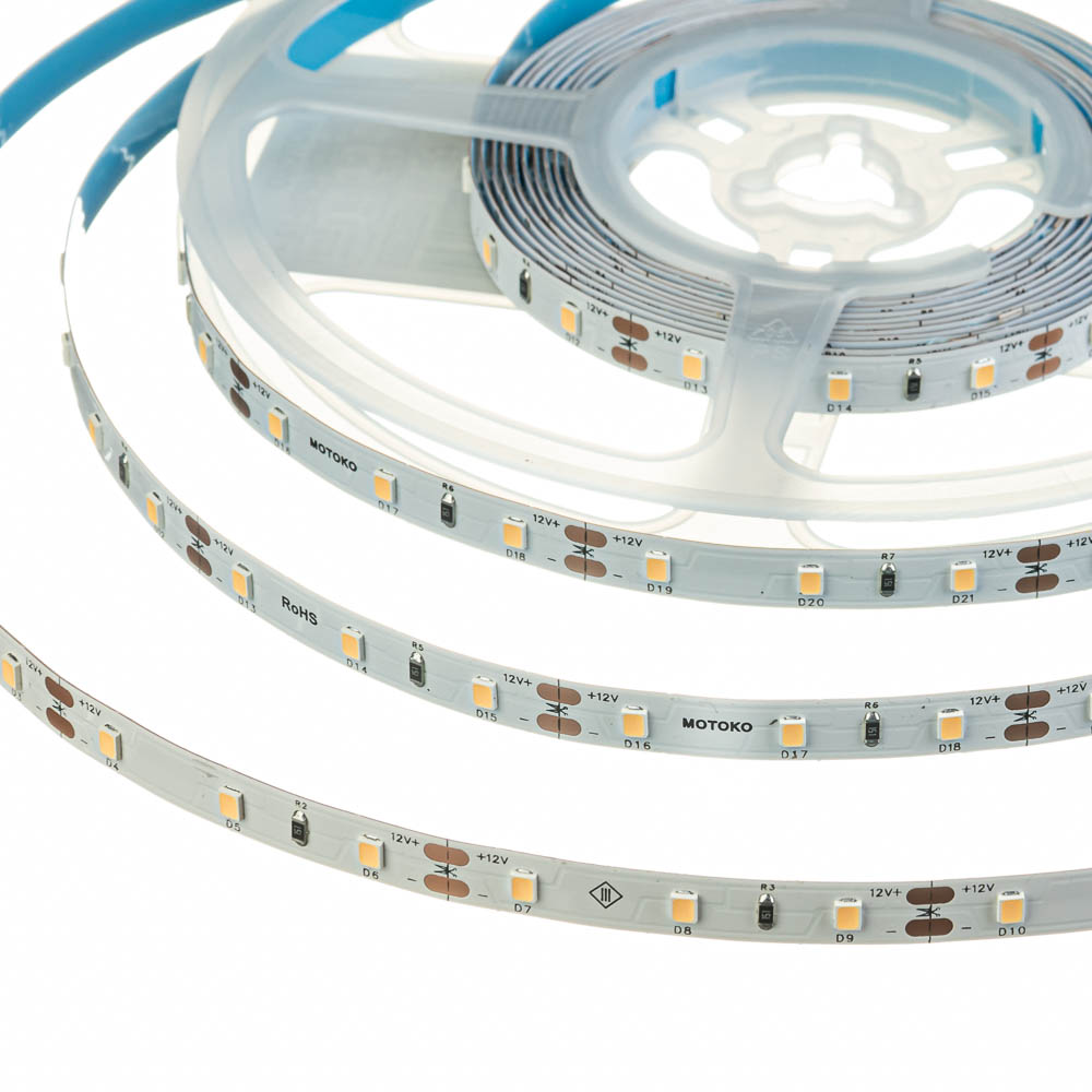 Світлодіодна стрічка тепла біла 12V Motoko smd2835 60LED/м IP20 - Зображення 3