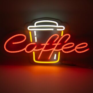 Неонова вивіска для кав’ярні Coffee з чашкою (600х315)