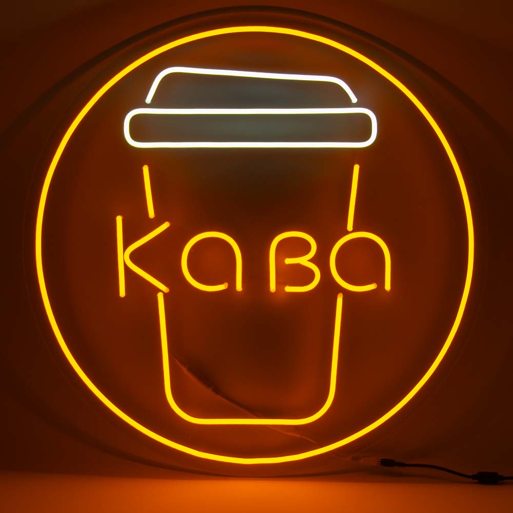 Неонова вивіска для кав'ярні Кава (600х600)
