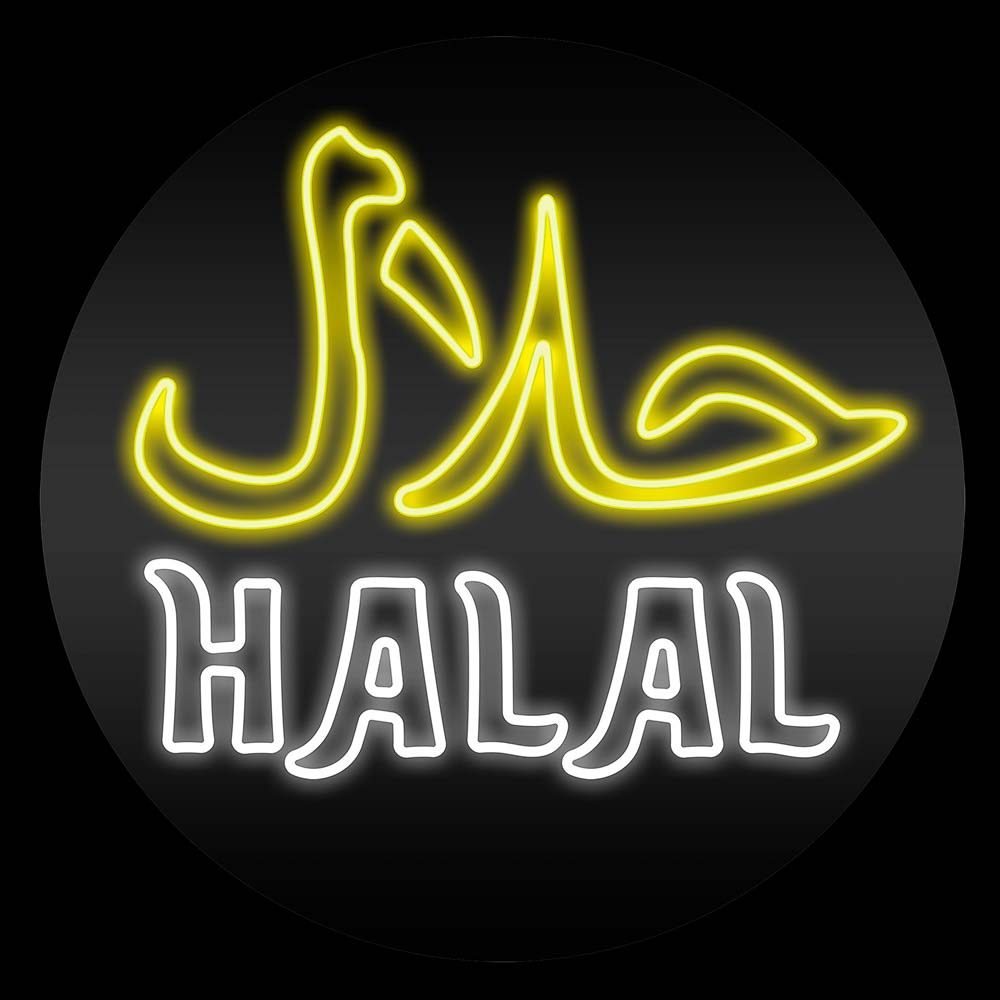 Неонова вивіска для магазину Halal (500х500)