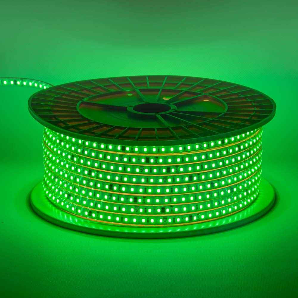 Світлодіодна стрічка зелена 220V герметична AVT smd2835 120LED/м 9Вт/м IP65 11х5.5mm