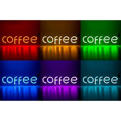 Неонова вивіска для кав'ярні "COFFEE" RGB (з контролером) (480х145)
