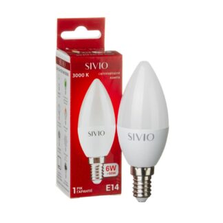 LED лампа Е14 С37 6W тепла біла 3000К SIVIO