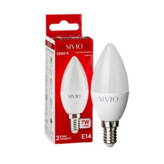 LED лампа Е14 С37 7W тепла біла 3000К SIVIO