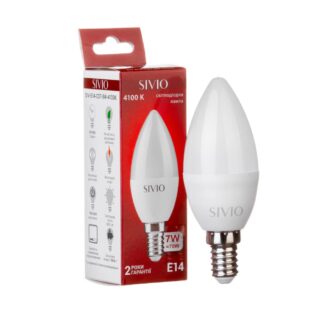 LED лампа Е14 С37 7W нейтральна біла 4100К SIVIO