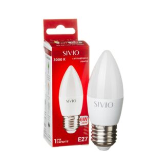 LED лампа Е27 С37 6W тепла біла 3000К SIVIO