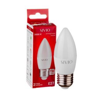 LED лампа Е27 С37 7W тепла біла 3000К SIVIO