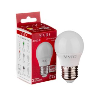 LED лампа Е27 G45 5W нейтральна біла 4100К SIVIO