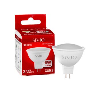 LED лампа GU5.3 MR16 6W тепла біла 3000К SIVIO