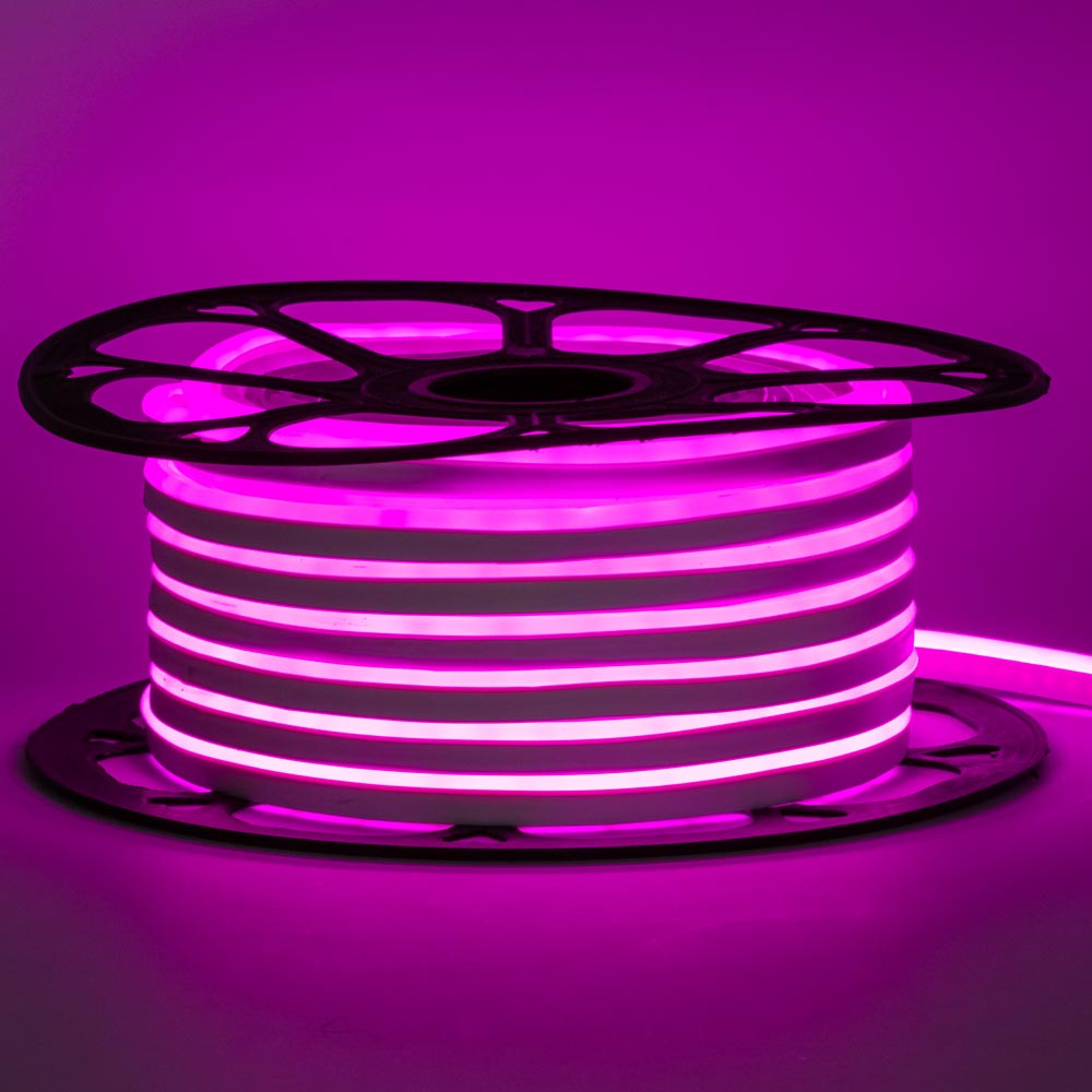 Неонова стрічка світлодіодна рожева 12V 8х16 пвх smd2835 120LED/м 8Вт/м IP65