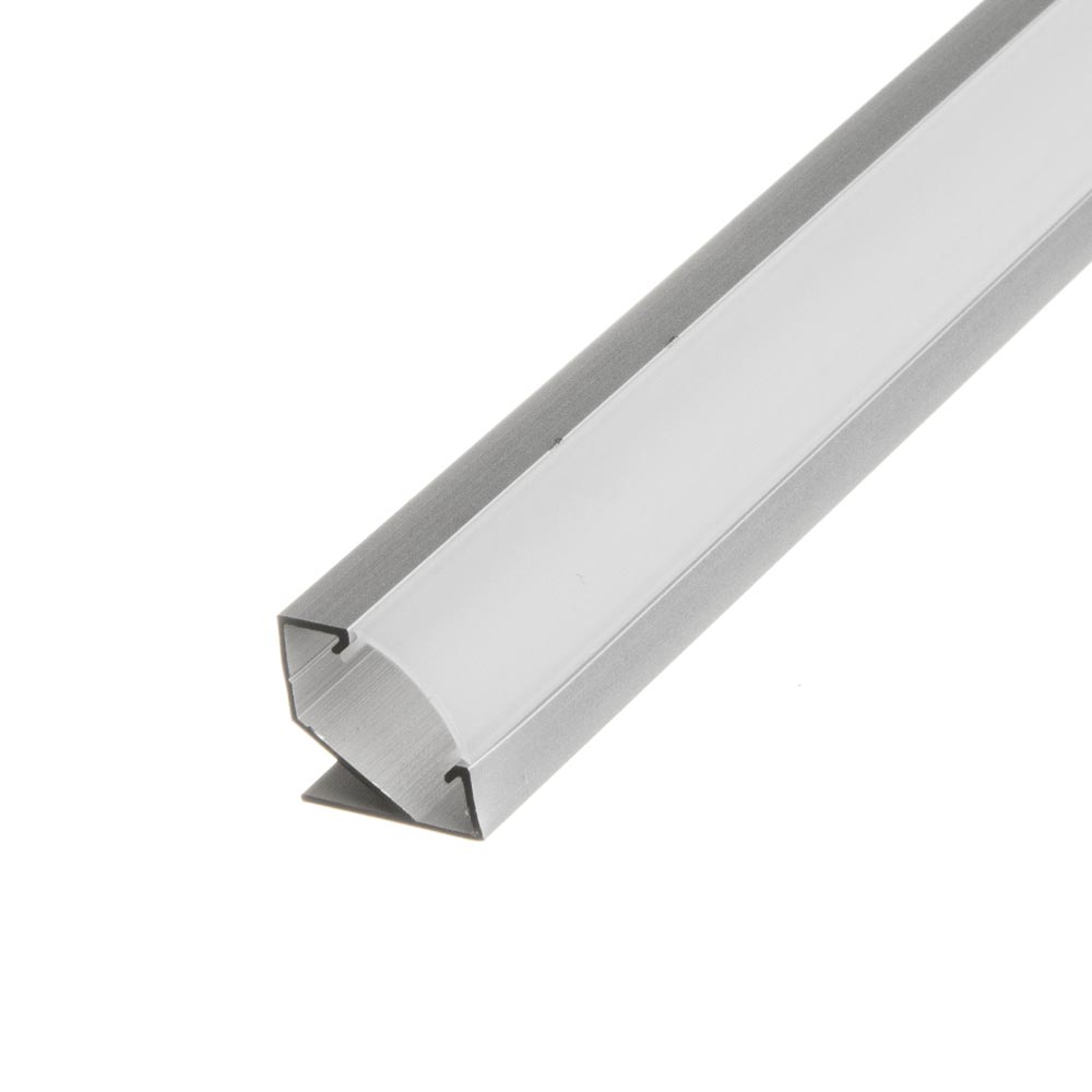 Алюмінієвий LED профіль кутовий (комплект) 2м ПФ-20/1 без покриття з полуматовим розсіювачем - Зображення 3