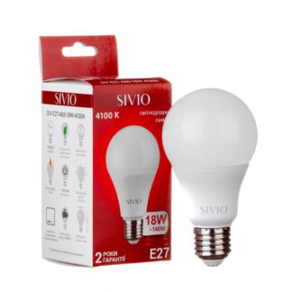 LED лампа Е27 А65 18W нейтральна біла 4100К SIVIO