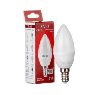 LED лампа Е14 С37 6W нейтральна біла 4100К SIVIO