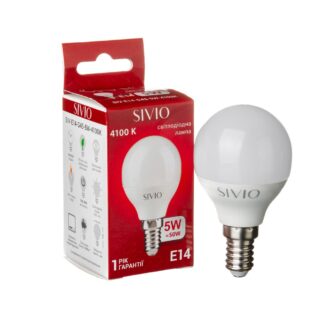 LED лампа Е14 G45 5W нейтральна біла 4100К SIVIO
